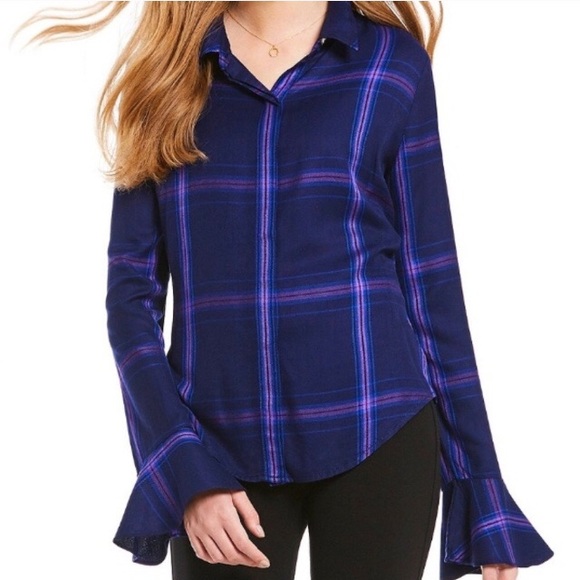 Sanctuary // rayon plaid bell cuff XS Like New - Picture 2 of 8